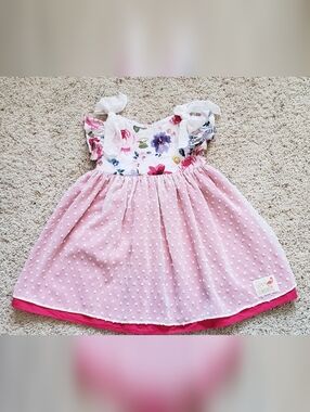 Rosa Flamenco Girls Floral Dress with Tie Straps Size 2 EUC
